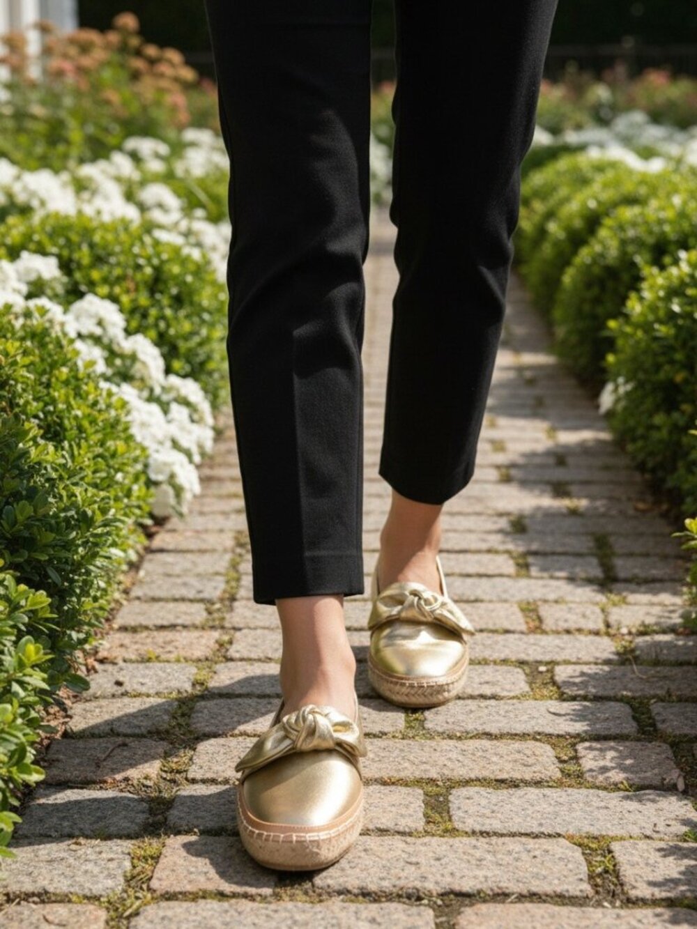 ANTONIO MELANI Metallic Gold Knot Loafers